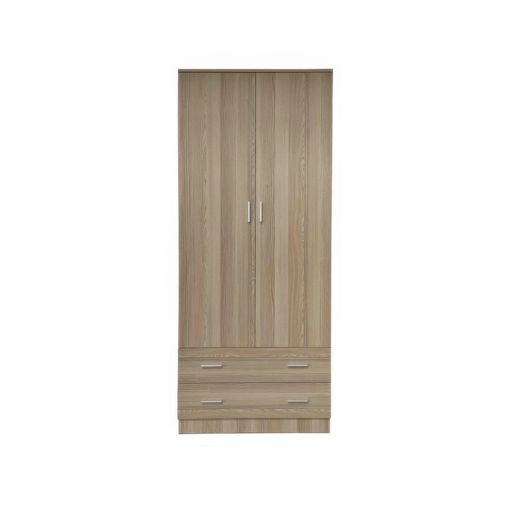 Armadio 2 Ante e 2 Cassetti Olmo 80 x 52 x 190 cm in MDF con Bordi in PVC Space