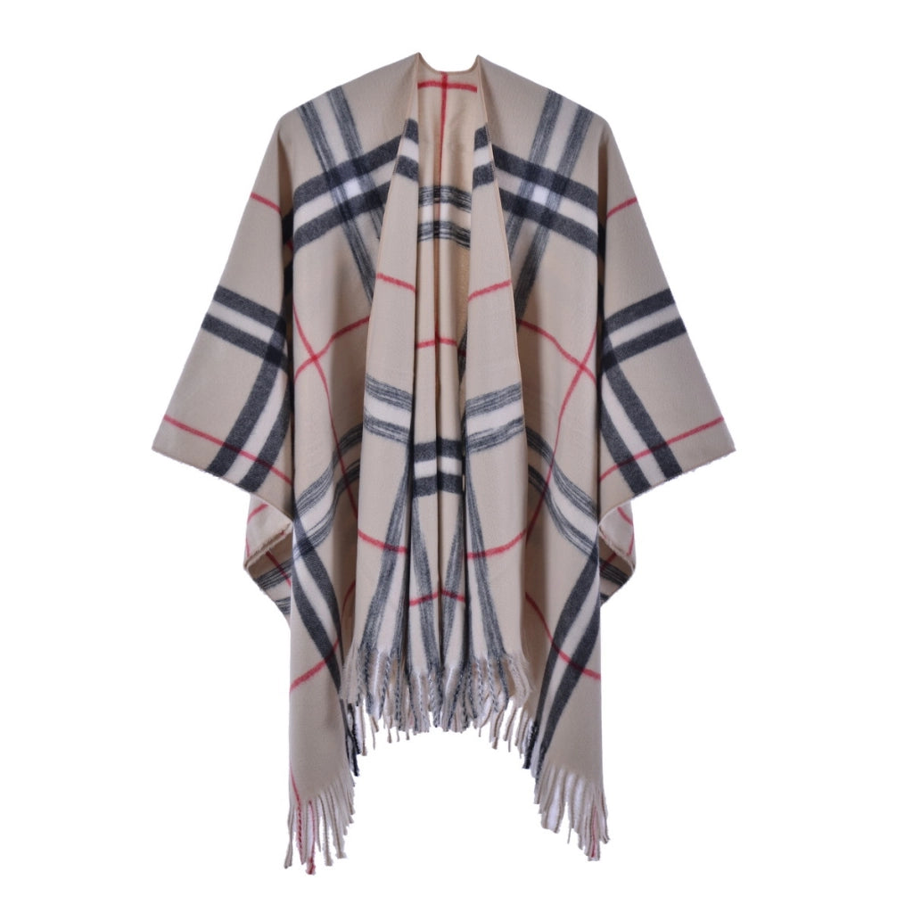 Mantella da sfilata di moda Classic Baggage, sciarpa calda in cashmere con spacco