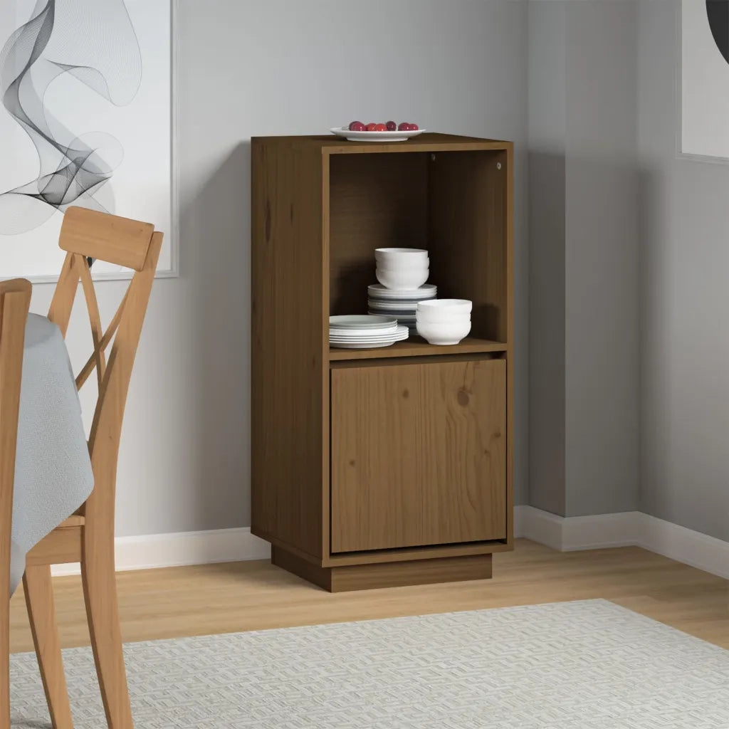 Credenza Marrone Ambrato 38x35x80 cm in Legno Massello di Pino 814347