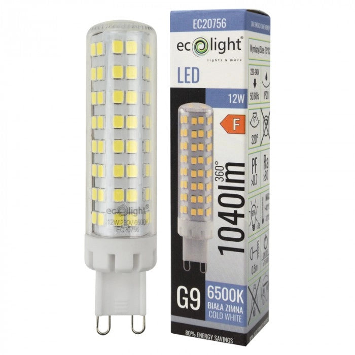 Lampadina LED G9 12W 1040lm 6500K anti-sfarfallio Ecolight