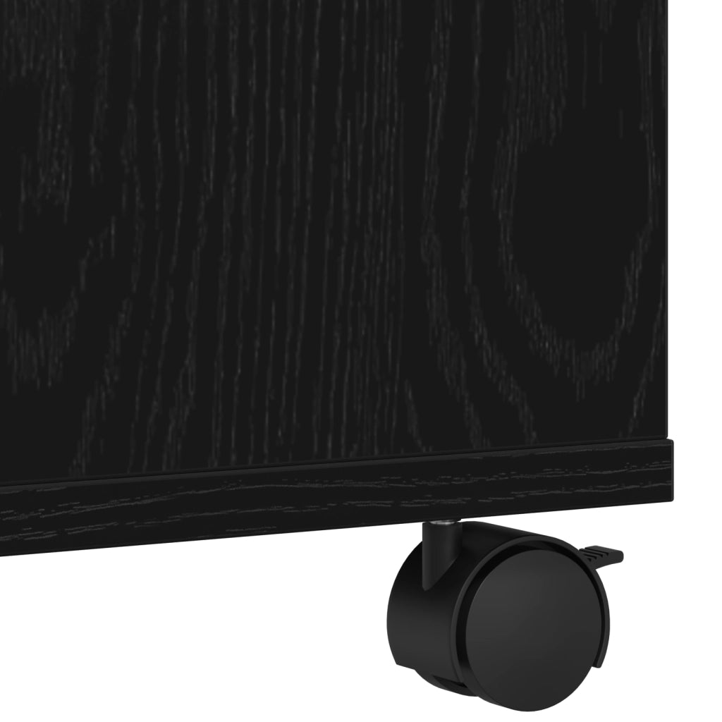 Supporto per Stampante con Ruote Rovere Nero 41x32x34,5 cm