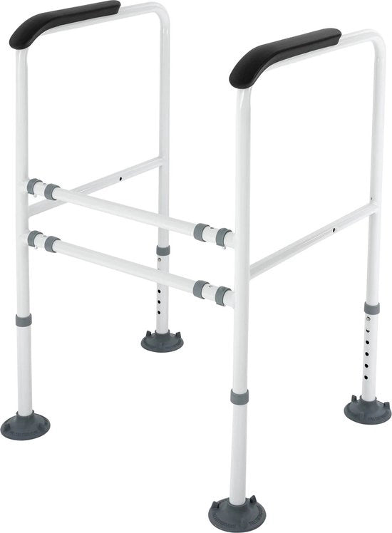 Supporto per WC - Regolabile altezza e larghezza - Alta capacità di carico - Utilizzo universale - Bianco - 50x43x68-80cm