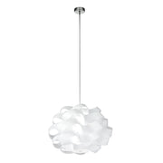 Lampada a Sospensione CARRIE Rossi Group con diffusore in policarbonato bianco, stelo cromato e attacco E27, IP20, 75W - CAR001