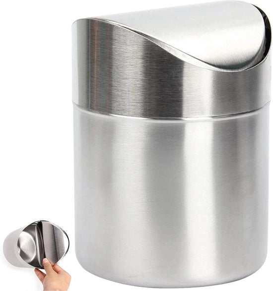 Scatola dei Rifiuti Mini Desktop in Acciaio Inossidabile Piccola Moda per Tavoli da Cucina Scrivanie e Tavoli da Ufficio