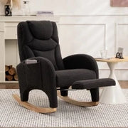 Poltrona relax a dondolo con braccioli, struttura imbottita ed ergonomica, 66x96-125.5x99 cm, Grigo Scuro