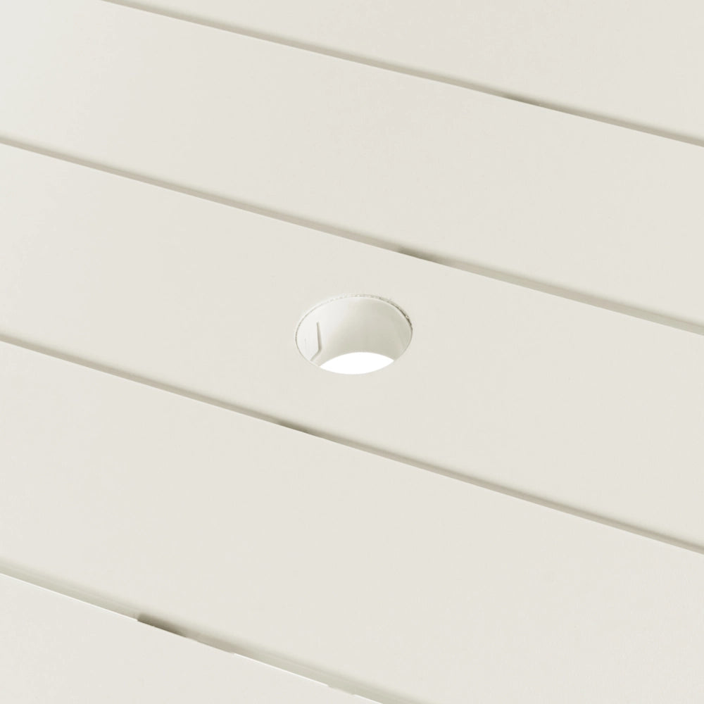 Tavolo da giardino in ferro zincato beige chiaro 160 x 90 cm, arredo da esterno verniciato a polvere, moderno