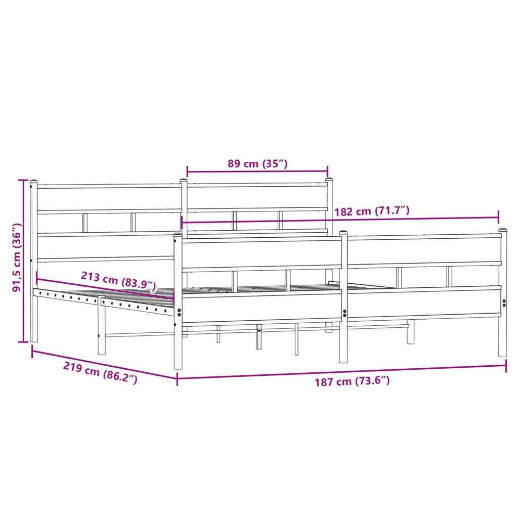 Giroletto senza Materaso in Metallo Rovere Fumo 183x213 cm 3308467