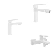 Set miscelatori lavabo 16cm bidet miscelatore esterno vasca bianco opaco | Margot