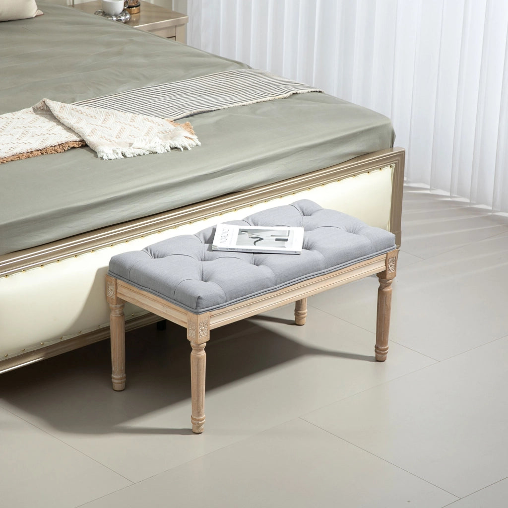 Pouf piedi letto imbottito in tessuto ¨C zephmum ¨C grigio chiaro