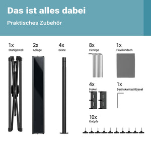 Gazebo per barbecue grigio 2,45 x 1,52 m con telone di copertura e due ripiani