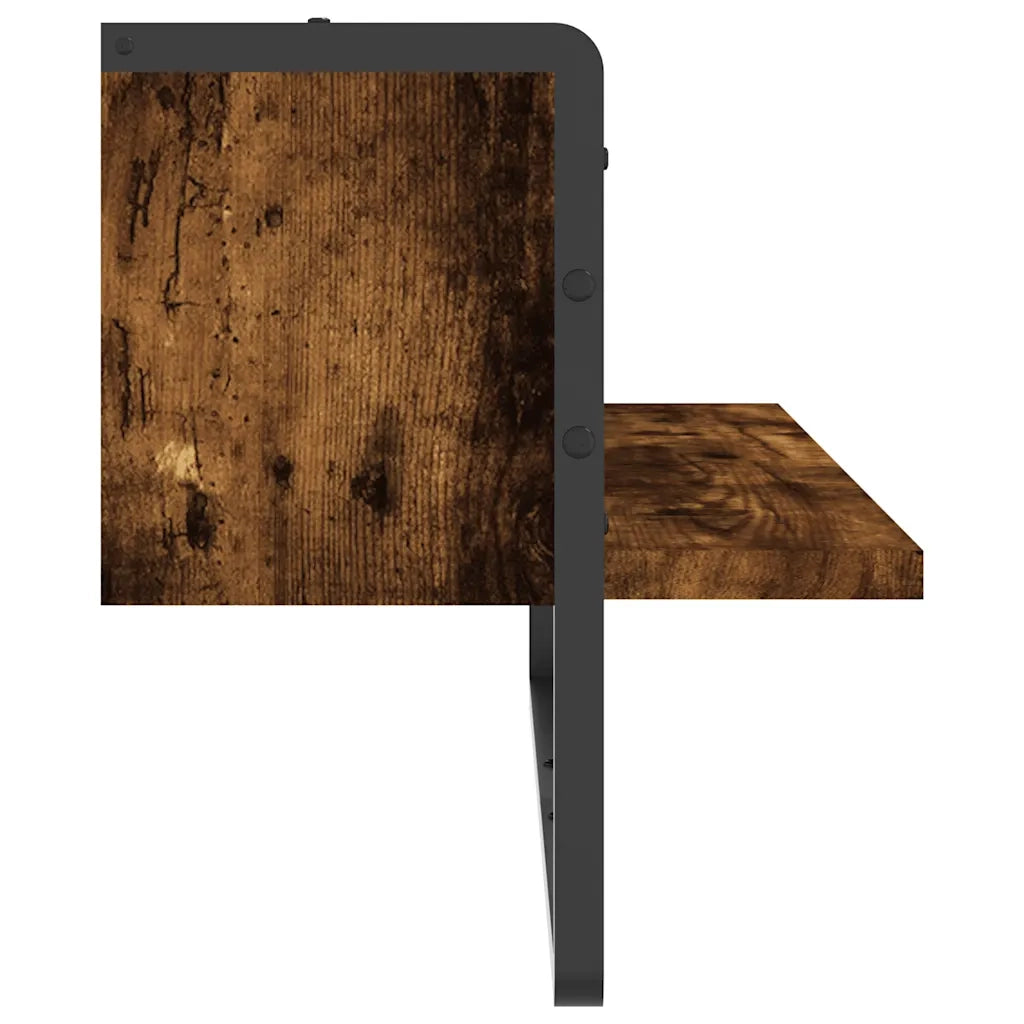 Mensola a Parete con Asta Rovere Fumo 65x25x30 cm 836290