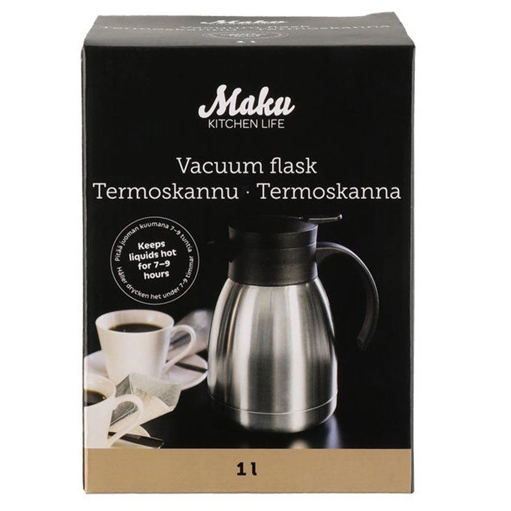 Caraffa Sottovuoto Termica Brocca Thermos In Acciaio Inox Capienza 1 Litro