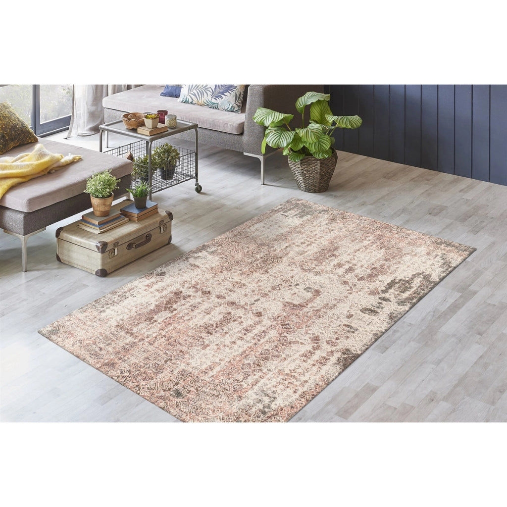 Tappeto Percy 200 in cotone ruggine e grigio