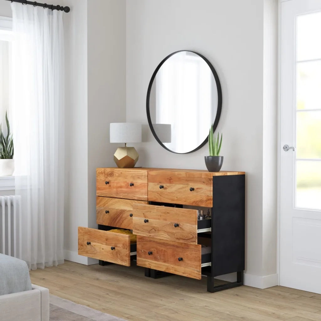 Credenze 2pz 60x33x75 cm in Legno Massello di Acacia  cod mxl 25115