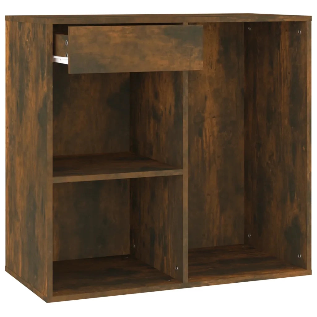Toeletta con LED e Armadietti Rovere Fumo in Legno Multistrato 3120188