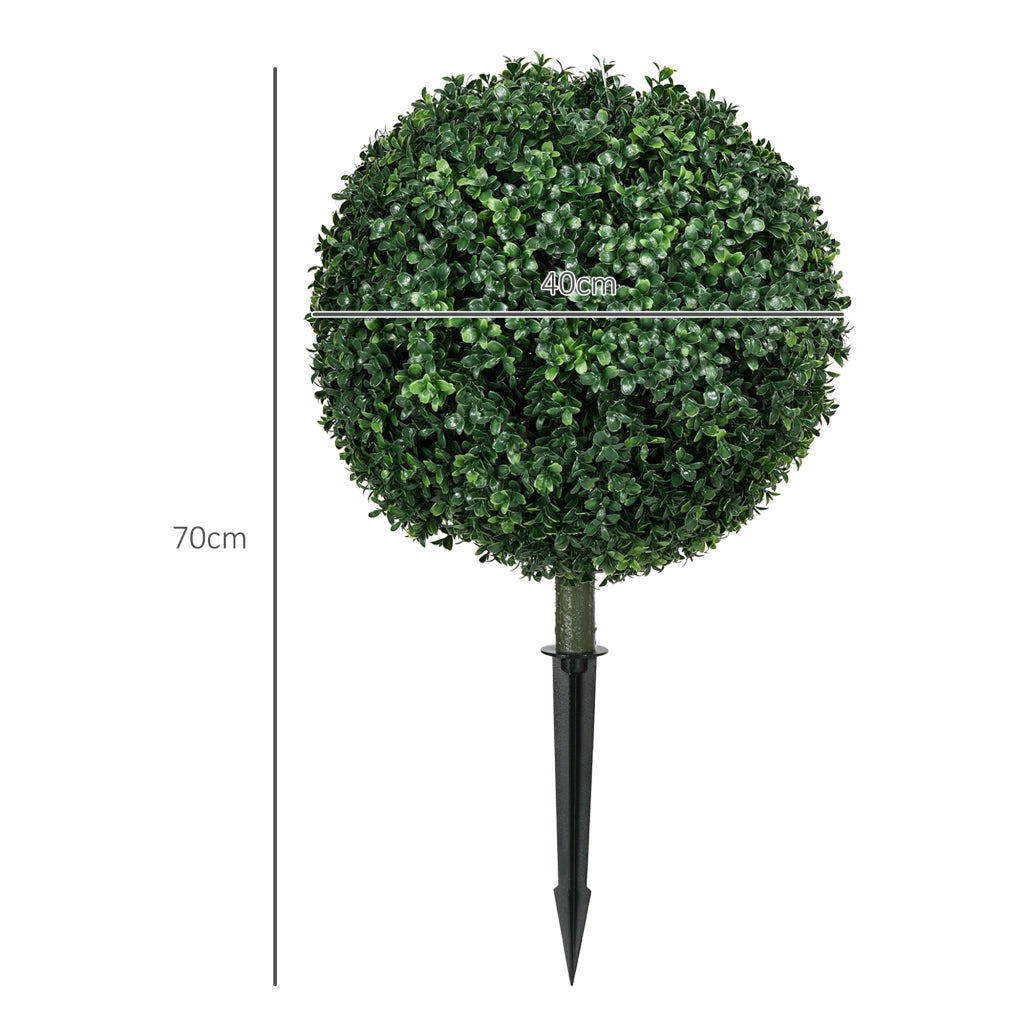 Pianta artificiale di bosso 2 pezzi con picchetti da terra; protezione UV; verde; Ø 40 × 70 cm per esterni