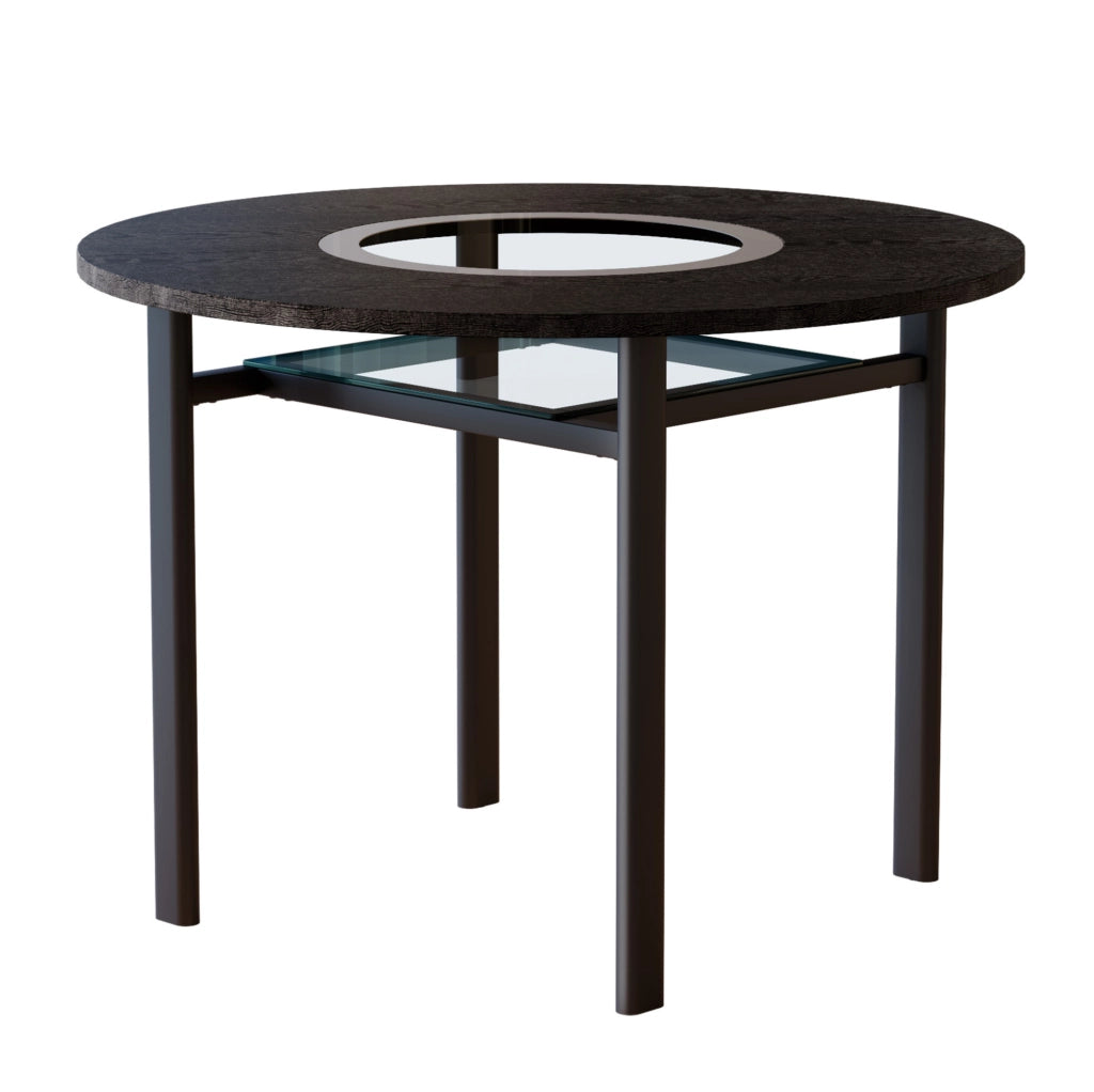 Tavolo da pranzo rotondo ?100 cm in MDF e metallo con vetro grigio; nero