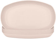 Set di tavola in plastica, 6 piatti ovali da 29,5 cm, resistenti ai shock, piatti in plastica riciclabili, piatto sicuro e leggero per la cucina, camper, festa, picnic, campeggio, resistente al microonde, beige