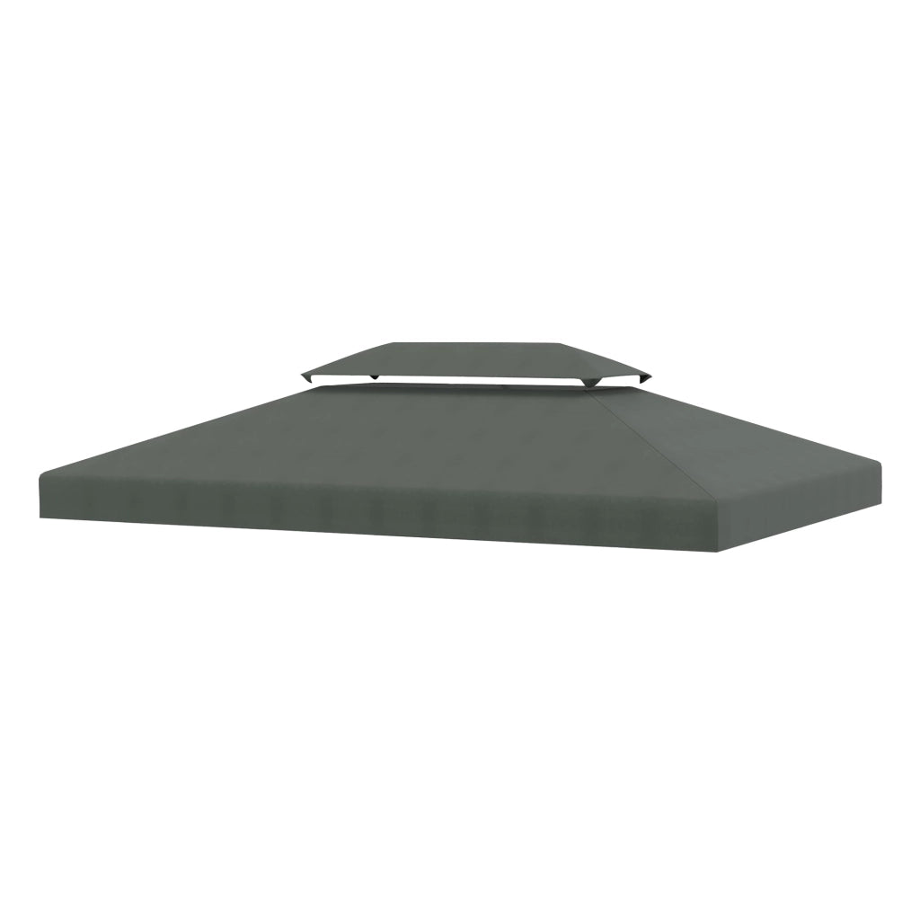Copertura per Gazebo  a 2 Livelli  con Cinghie e 10 Fori di Drenaggio 4x3m in Poliestere Grigio Scuro