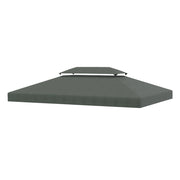 Copertura per Gazebo  a 2 Livelli  con Cinghie e 10 Fori di Drenaggio 4x3m in Poliestere Grigio Scuro