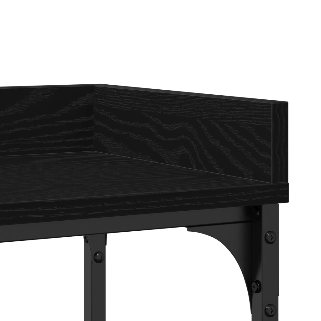 Tavolino Consolle Nero Rovere 100x30x80 cm Legno Ingenerizzato e Acciaio