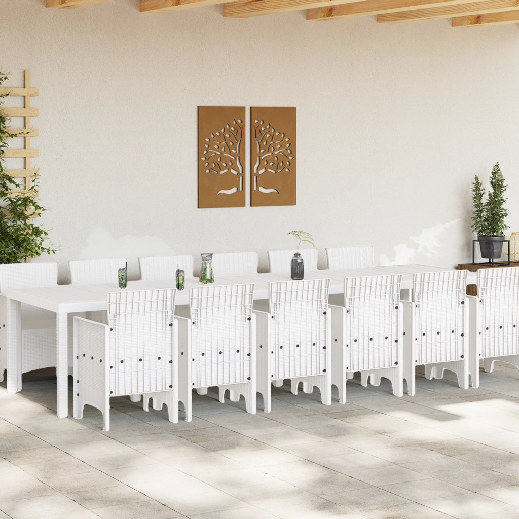 Set da Pranzo da Giardino  13 Pezzi Bianco Polirattan
