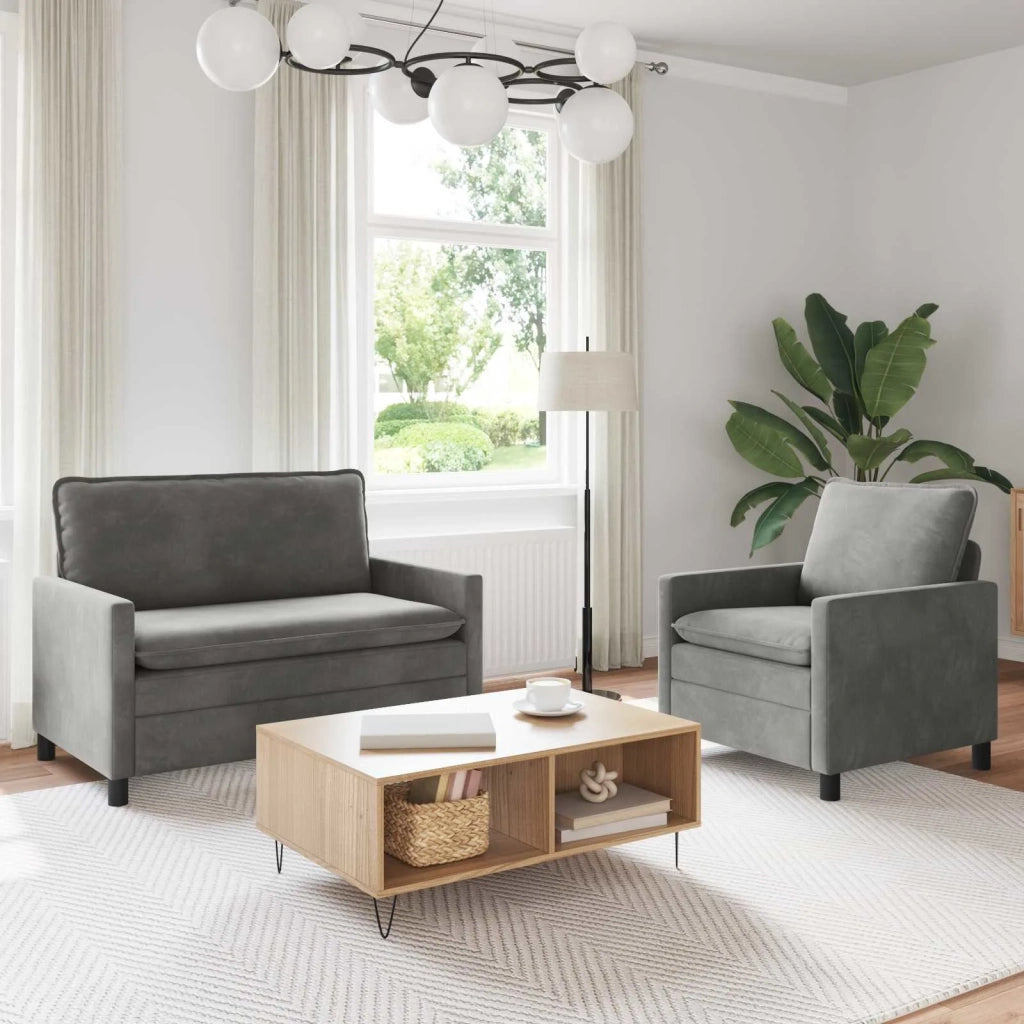 Set di divani 2 pcs Grigio Chiaro Velluto 3417025