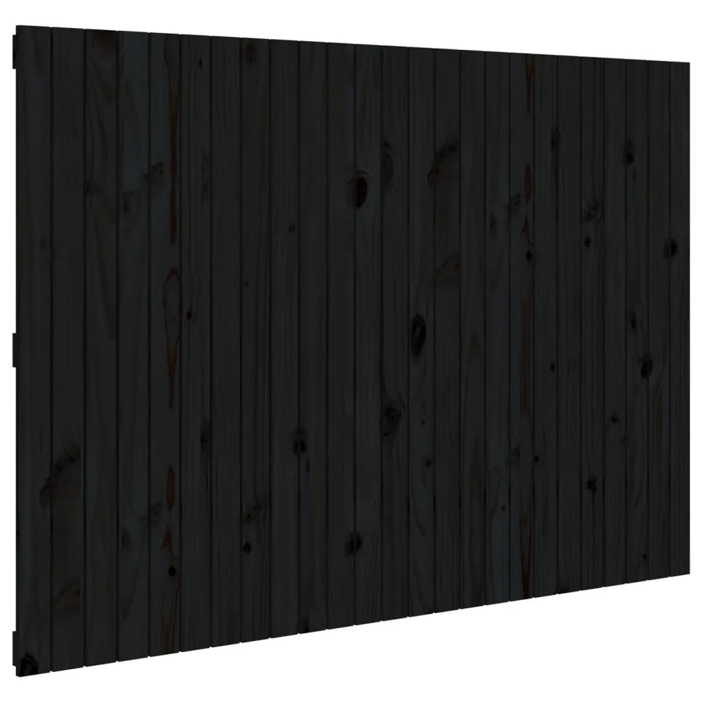 Testiera | Testata da Parete Nera 159,5x3x110cm in Legno Massello di Pino