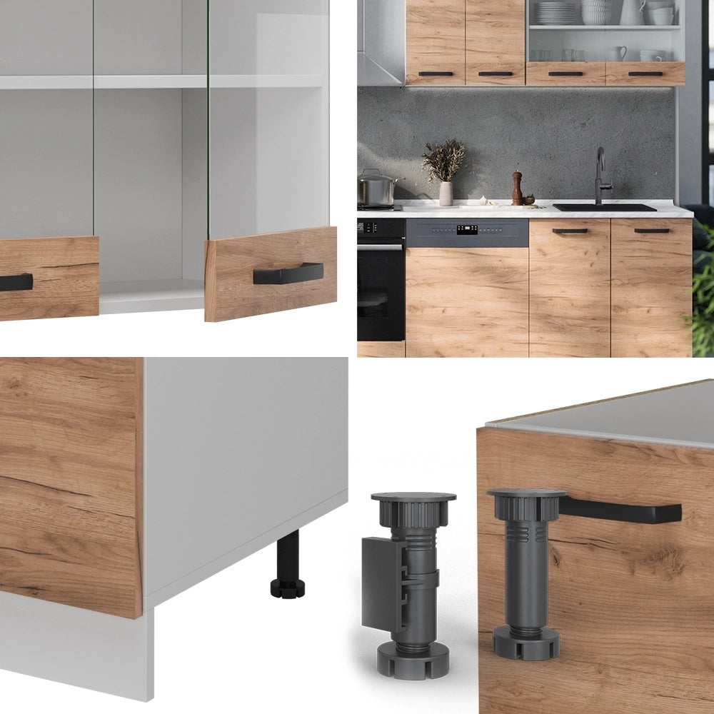 Cucina componibile R-Line Rovere dorato/Bianco 300 cm PL Rovere Vicco