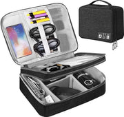 Organizzatore per elettronica, 3 strati, grande capacità, multifunzionale, impermeabile, shockresistente, custodia per cavi, iPad, caricatore, smartphone, dischi rigidi, power bank e altro.