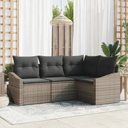 Set di divani con cuscino 4 pcs Grigio polyrattan 3346699