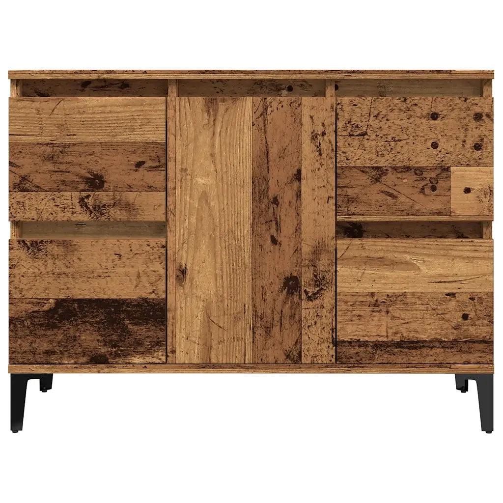 Mobile sottolavabo con 4 cassetti e superficie facile da pulire 80 x 33 x 60 cm realizzato in legno di recupero 02_0051053