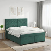 Letto box spring con materasso Verde Scuro 140 x 190 cm Velluto 3453635