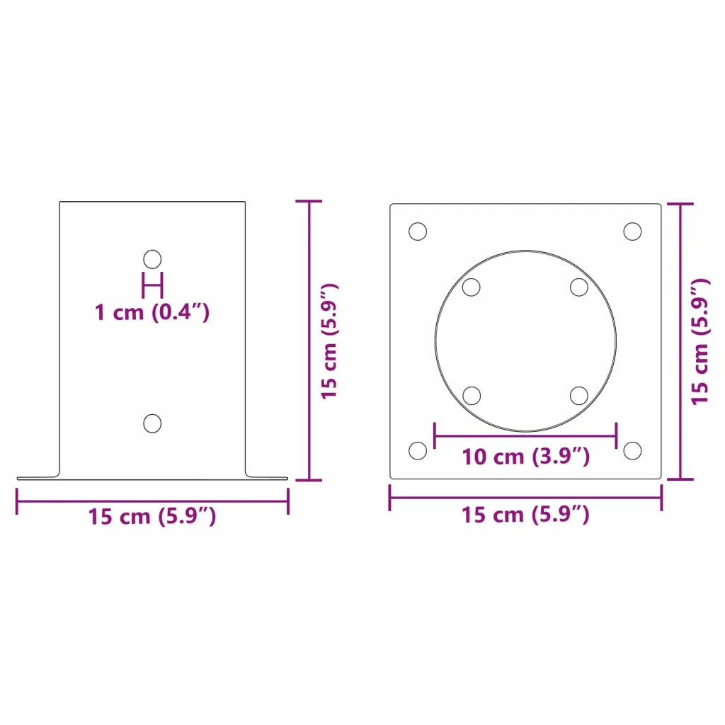 Ancora rotonda per terreno 4 pcs Argento 15 x 15 x 15 cm