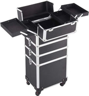 Carrello di cosmetica rotante per capelli - Trolley in alluminio per parrucchieri e viaggiatori