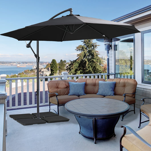 Base per Ombrellone da 4 Pezzi Riempibili con Acqua o Sabbia e Ganci di Connessione   Nero