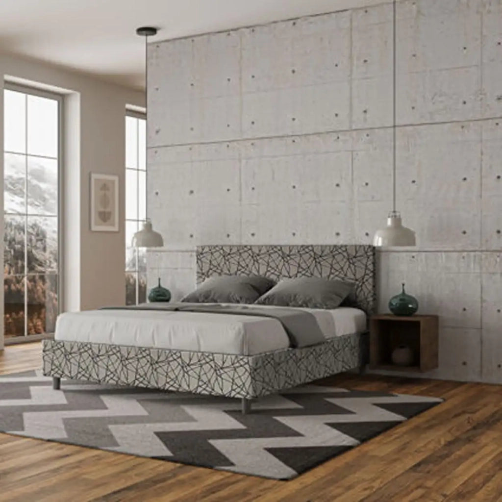 Letto matrimoniale senza rete imbottito 160x210 tessuto Era 9 blu Adele