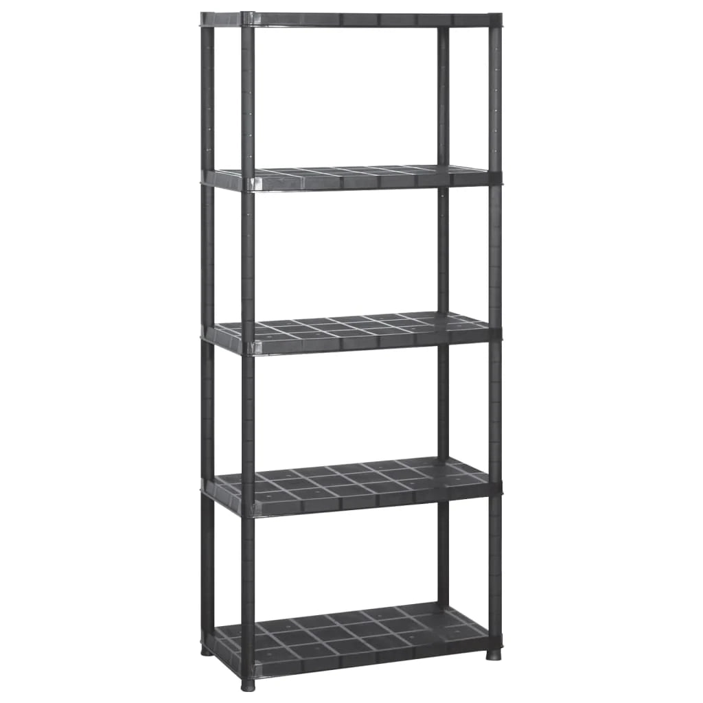 Scaffale portaoggetti a 5 ripiani 170 cm in plastica nera 02_0000649