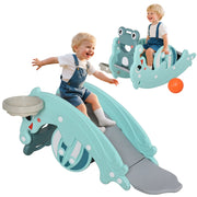 Set Gioco Giardino per Bambini con Scivolo e Canestro ¨C zephmum ¨C Verde 72x34x47 cm
