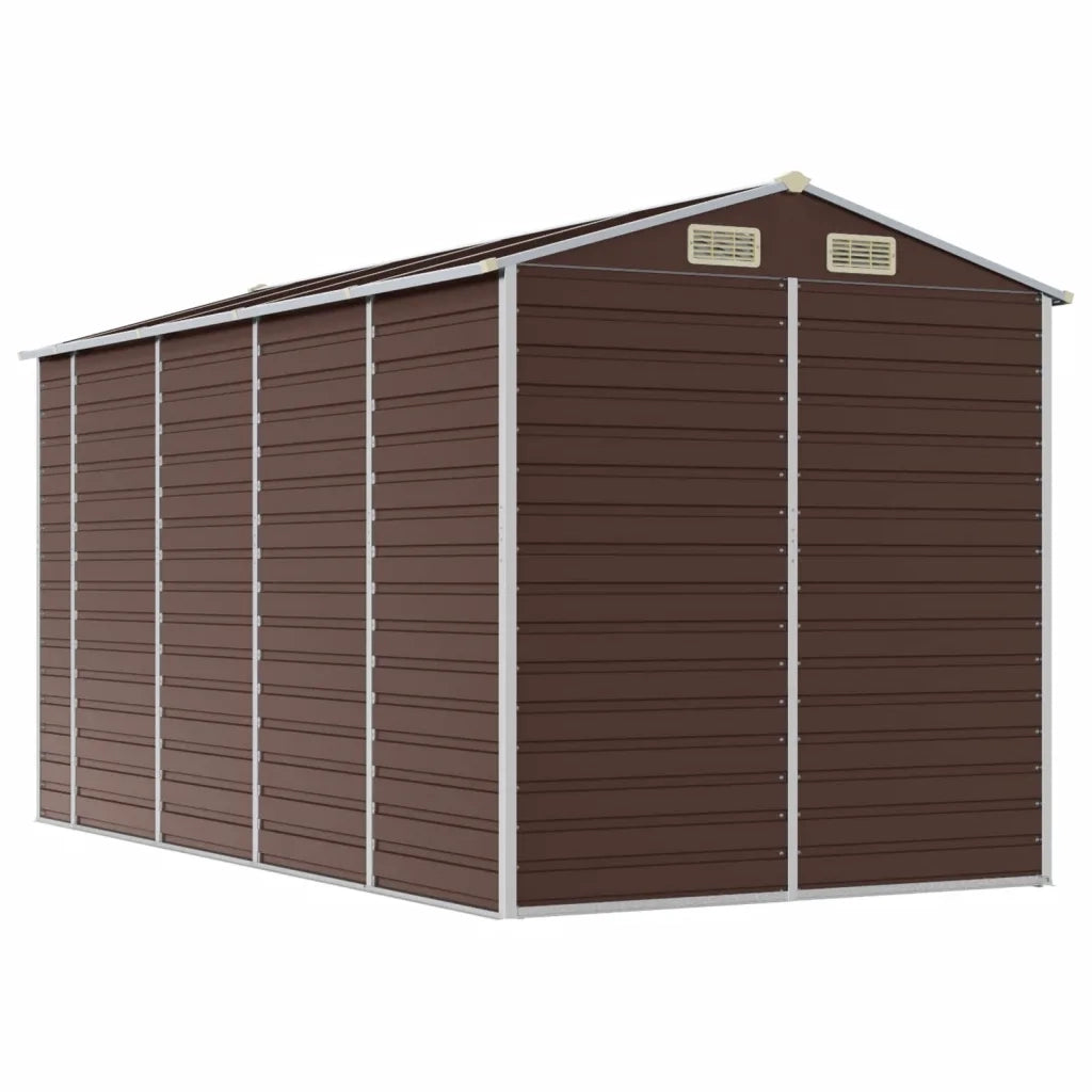 Casetta da giardino marrone 191x385x198 cm in acciaio zincato 3188267