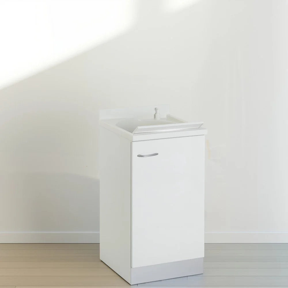 Mobile lavatoio 50x45 cm bianco con vasca in termoplastico, fondo salvagoccia e asse in termoplastico | Lavella