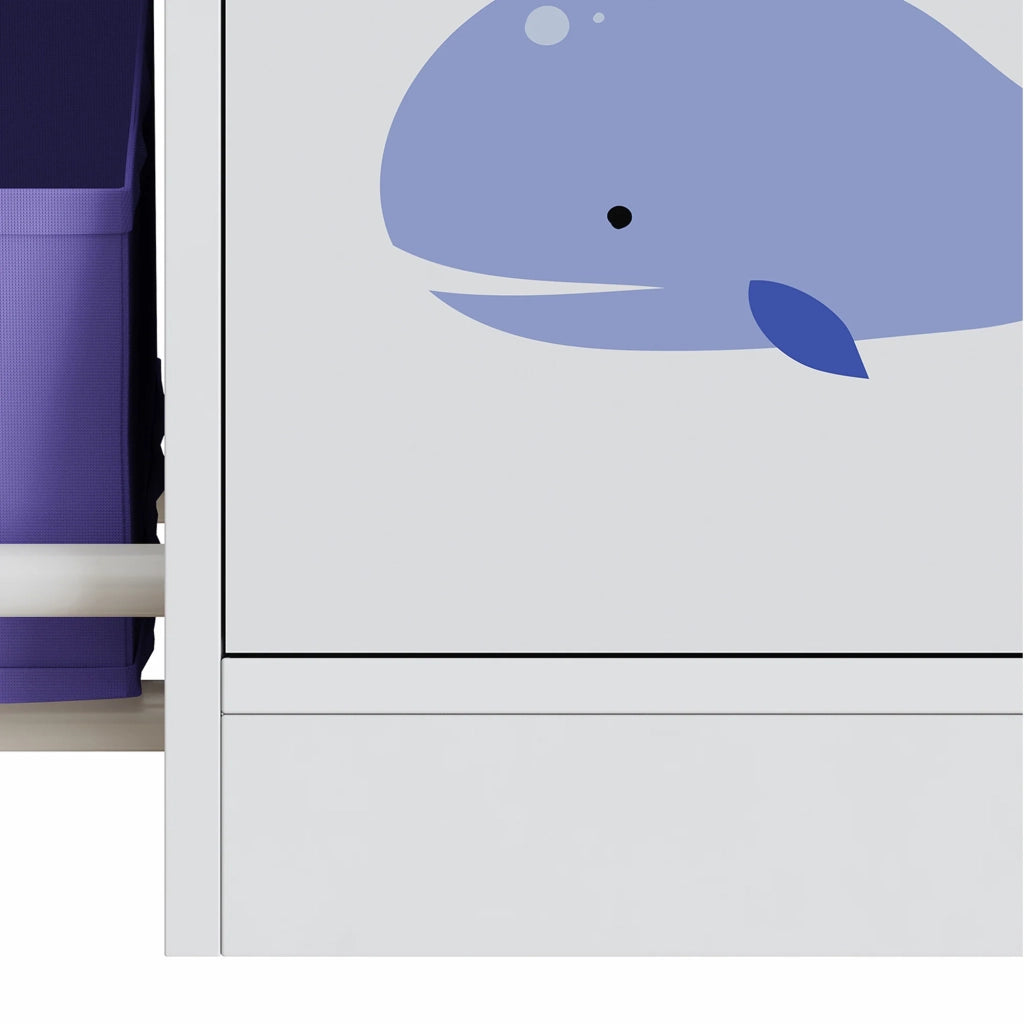 Scaffale dal design senza tempo per soggiorno camera da letto mobiletto portaoggetti per bambini con motivo sogno acqua 80 x 90 x 30 cm bianco verde viola 03_0011219