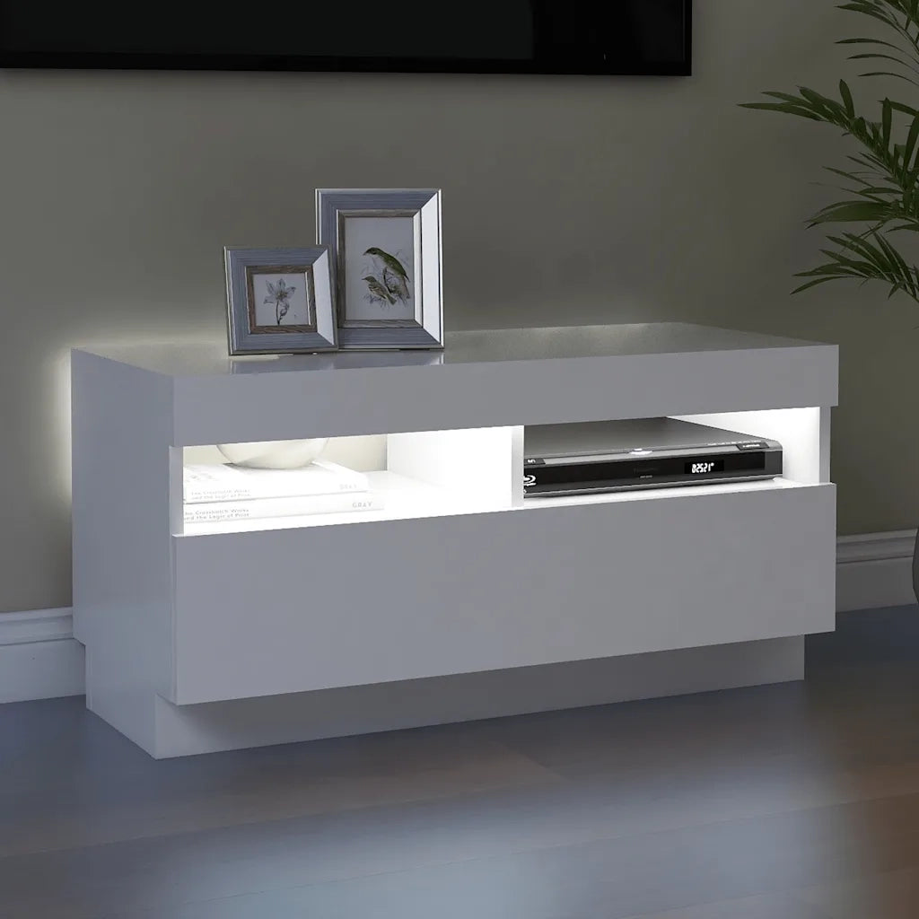Mobile Porta TV con Luci LED Bianco 80x35x40 cm 804445