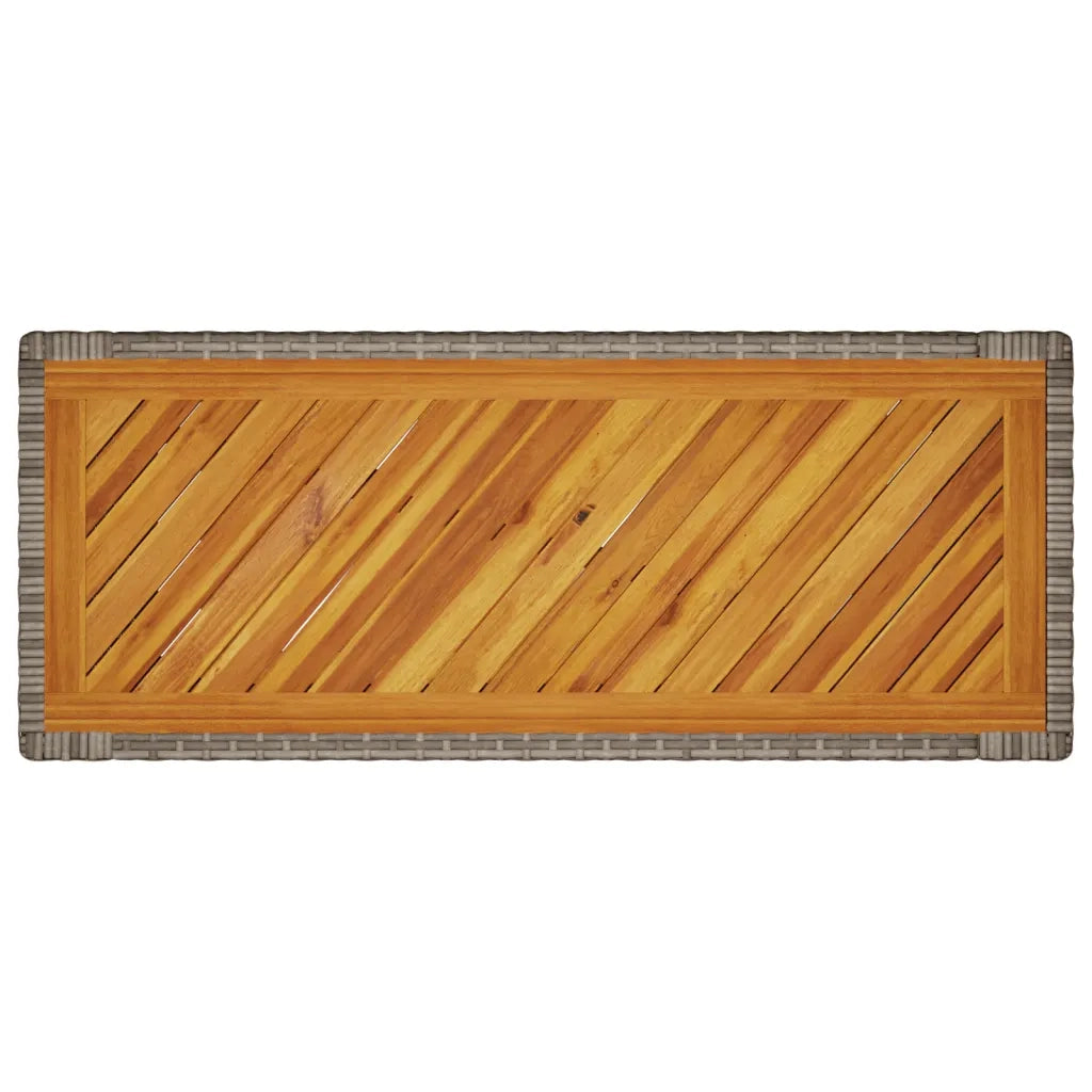 Tavolino da Giardino | Tavolino da esterno Piano Legno Grigio 100x40x75 cm Polyrattan