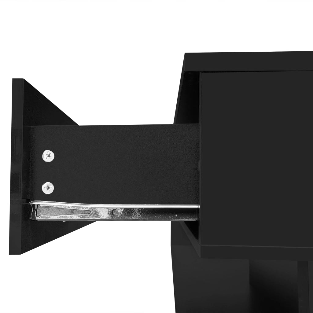 Tavolino da caffè 105x55x32.5 cm; piano in vetro temperato con LED a 16 colori; pannello truciolare nero