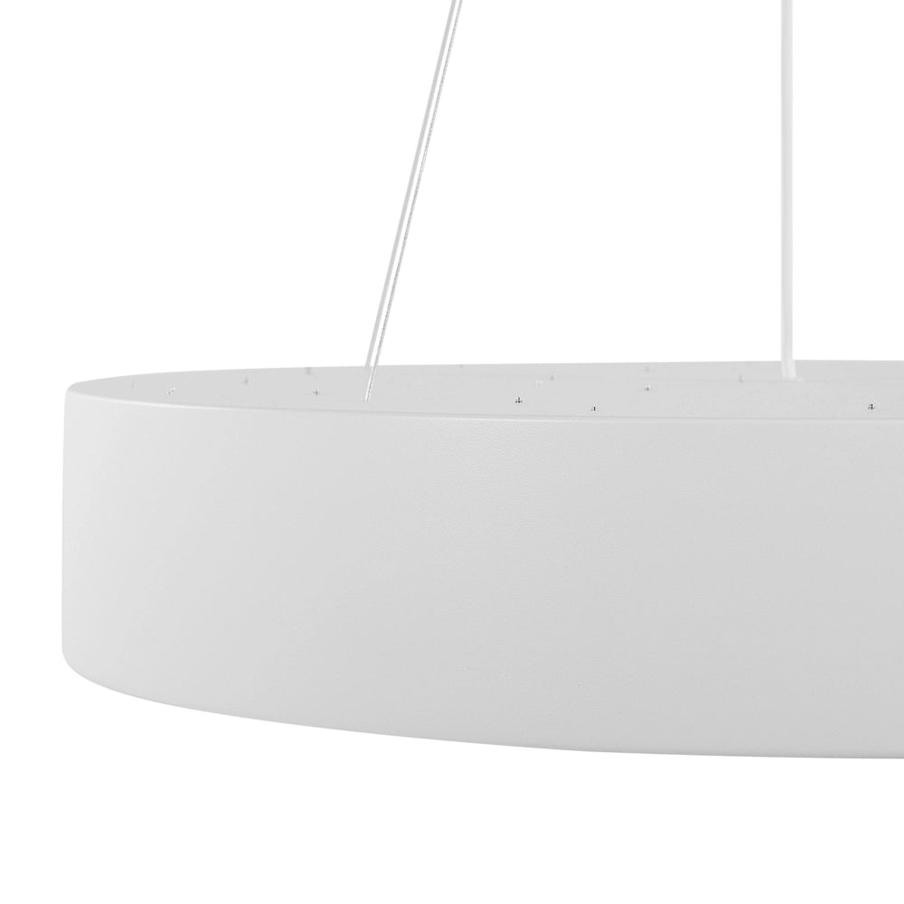 Lampada a sospensione in acciaio bianco con luci a LED integrate in acrilico Anello tondo a sospensione con illuminazione moderna