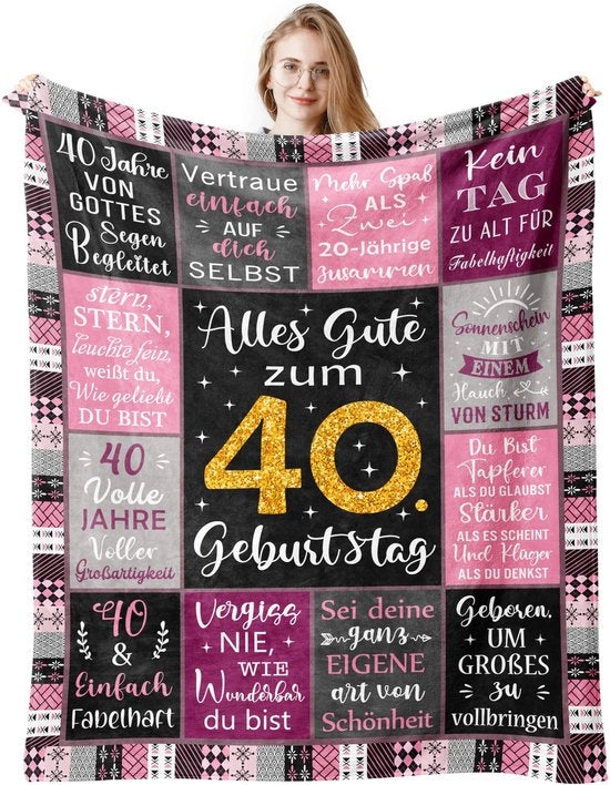 Regalo di compleanno 40 anni per donna, 40 anni di compleanno per donna, dono per 40 anni di compleanno, compleanno 40 anni, 40 anni di compleanno donna, 40 anni di compleanno dono, deken 200x150CM per compleanno 40 anni.