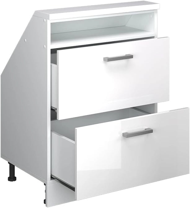 Set di mobili sottotetto Rion, Bianco lucido/bianco, Set di 5