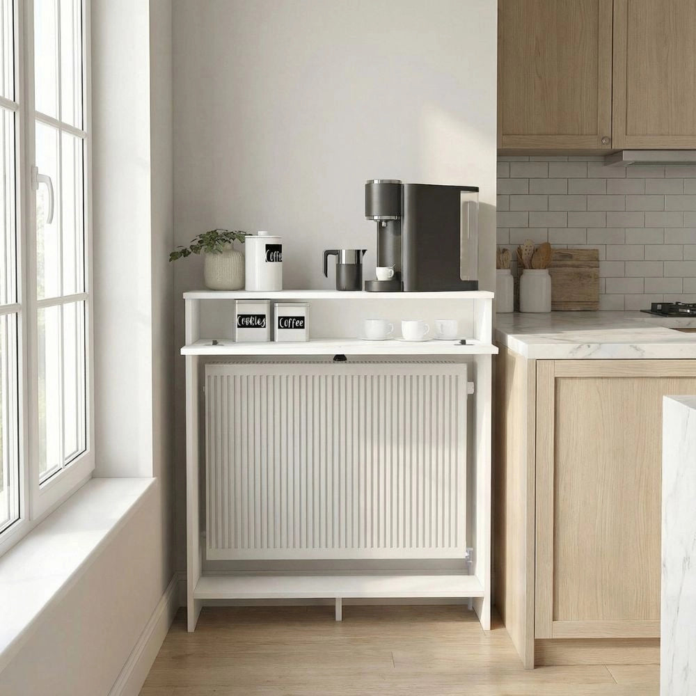 Consolle Copri Termosifone Opelya 90 cm Bianca con Anta a Ribalta – Design Salvaspazio