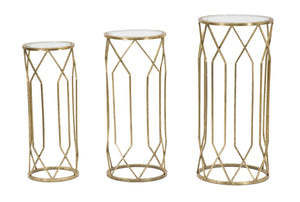 Porta Telefono Tunisi Tris Ø32x71-28x65-23x61 cm in Ferro e Vetro Oro